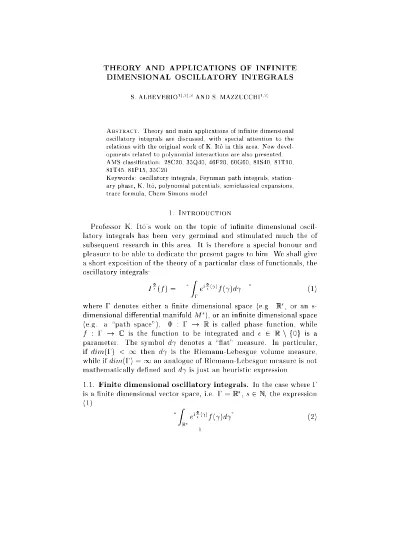 Theory And Applications Of Infinite Dimensional Oscillatory Integrals