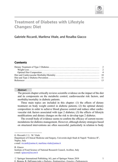 Treatment of Diabetes with Lifestyle Changes: Diet